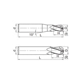 Solid carbide milling Ball nose cutter long shank Hard machining HM-4BL - Makotools Industrial Supply Tools for Metal Cutting